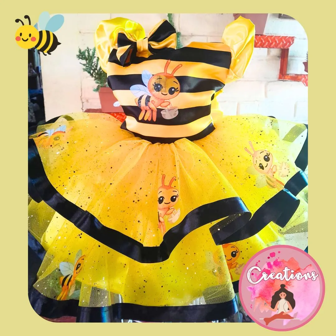 Vestido abejita con brillo 