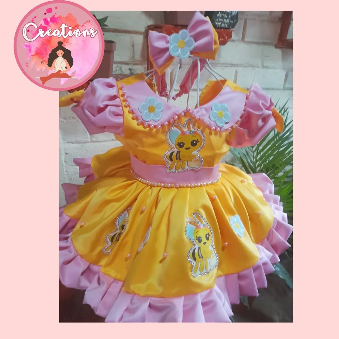 Vestido rosa abejita 